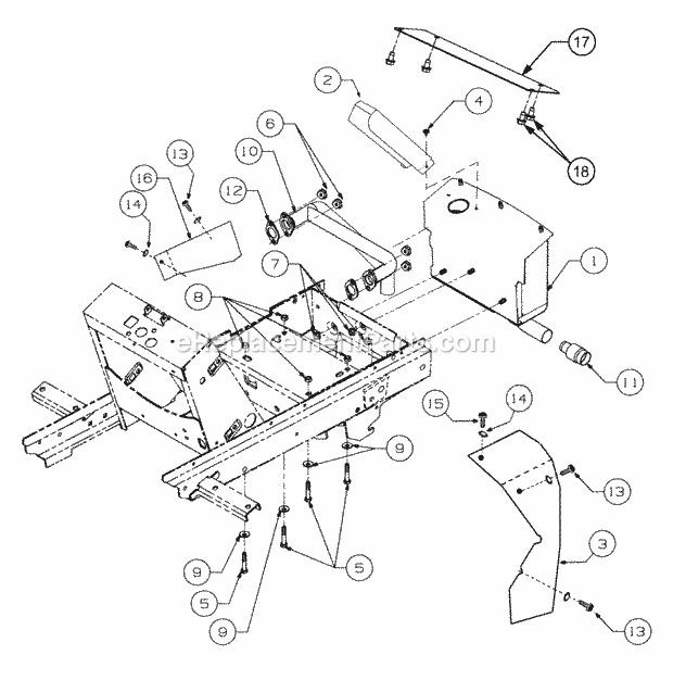 Engine Mounting And Muffler Diagram and Parts List for GT2523-54 13A-2A8K710 Cub Cadet Lawn Tractor